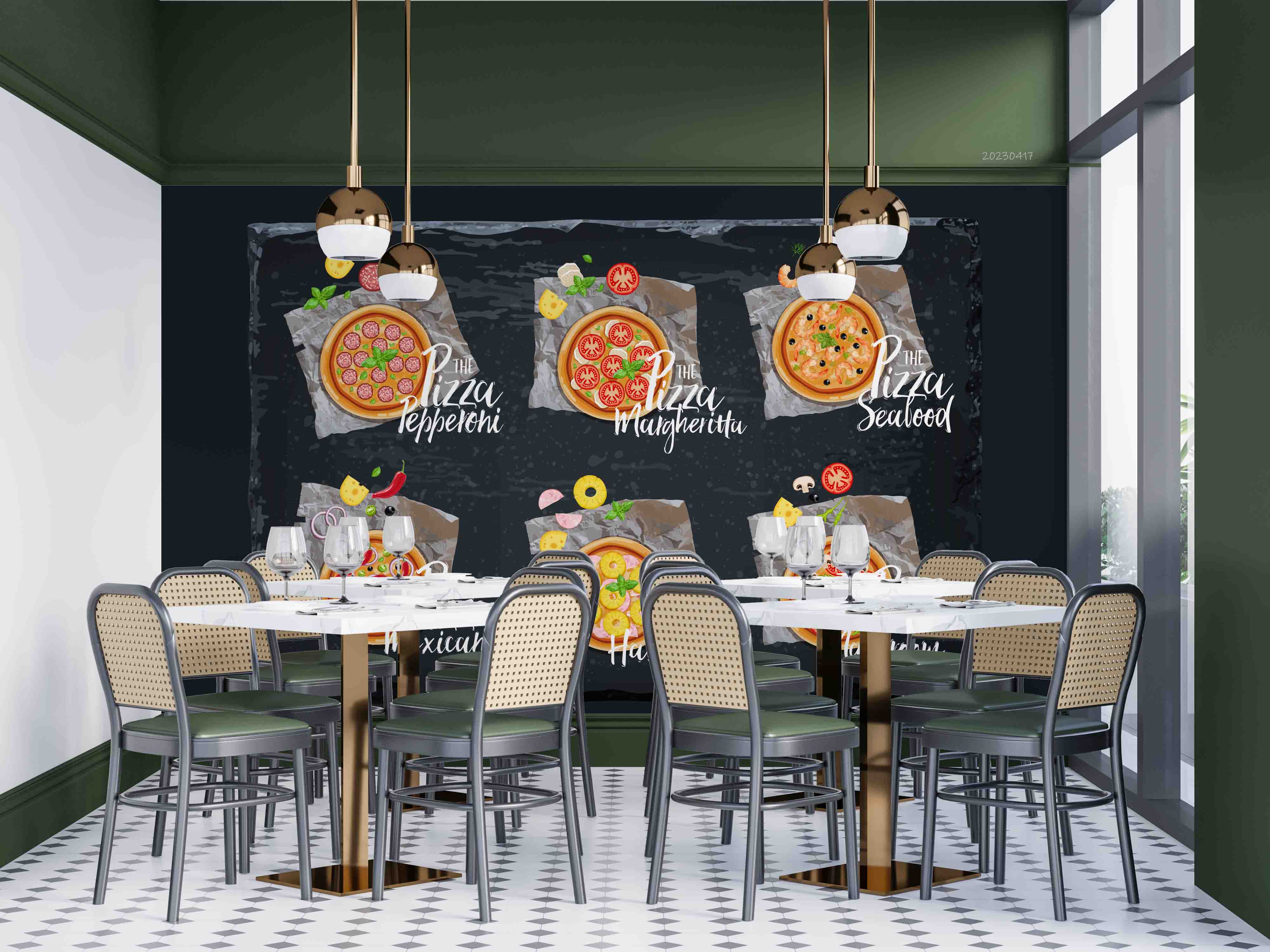 3D Pizza Set Wooden Board Wall Mural Wallpaper GD 5536- Jess Art Decoration