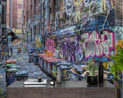 Street Architecture Trash Can Art Graffiti Wallpaper urban graffiti wall mural for teen room, studio or feature wall