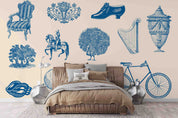 3D Abstract Chair Bicycle Pattern Wallpaper Wall Mural Wall Decor Wall Art Wall Sticker Remoable Wallpaper LQH