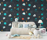 3D Cartoon Space Shuttle Planet Kids Wallpaper Wall Mural Wall Decor Wall Art Wall Sticker Remoable Wallpaper