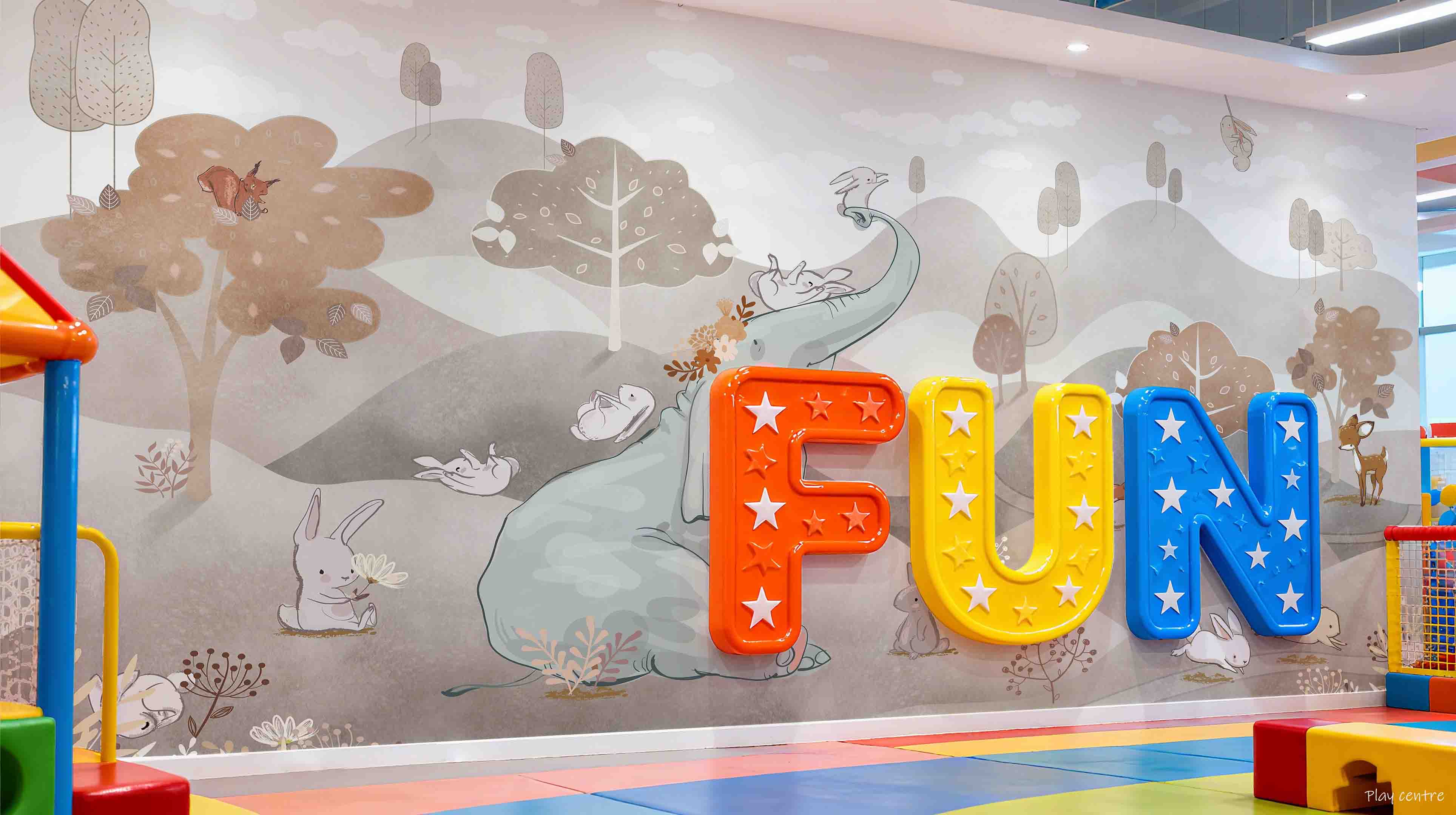 3D Play Centre Amusement Park Funfair Carnie Cartoon Animals Wall Mural Wallpaper 6