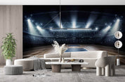 Basketball Court Lamplight Floor Wallpaper basketball wall mural for bedroom, gym or sports room - view 3