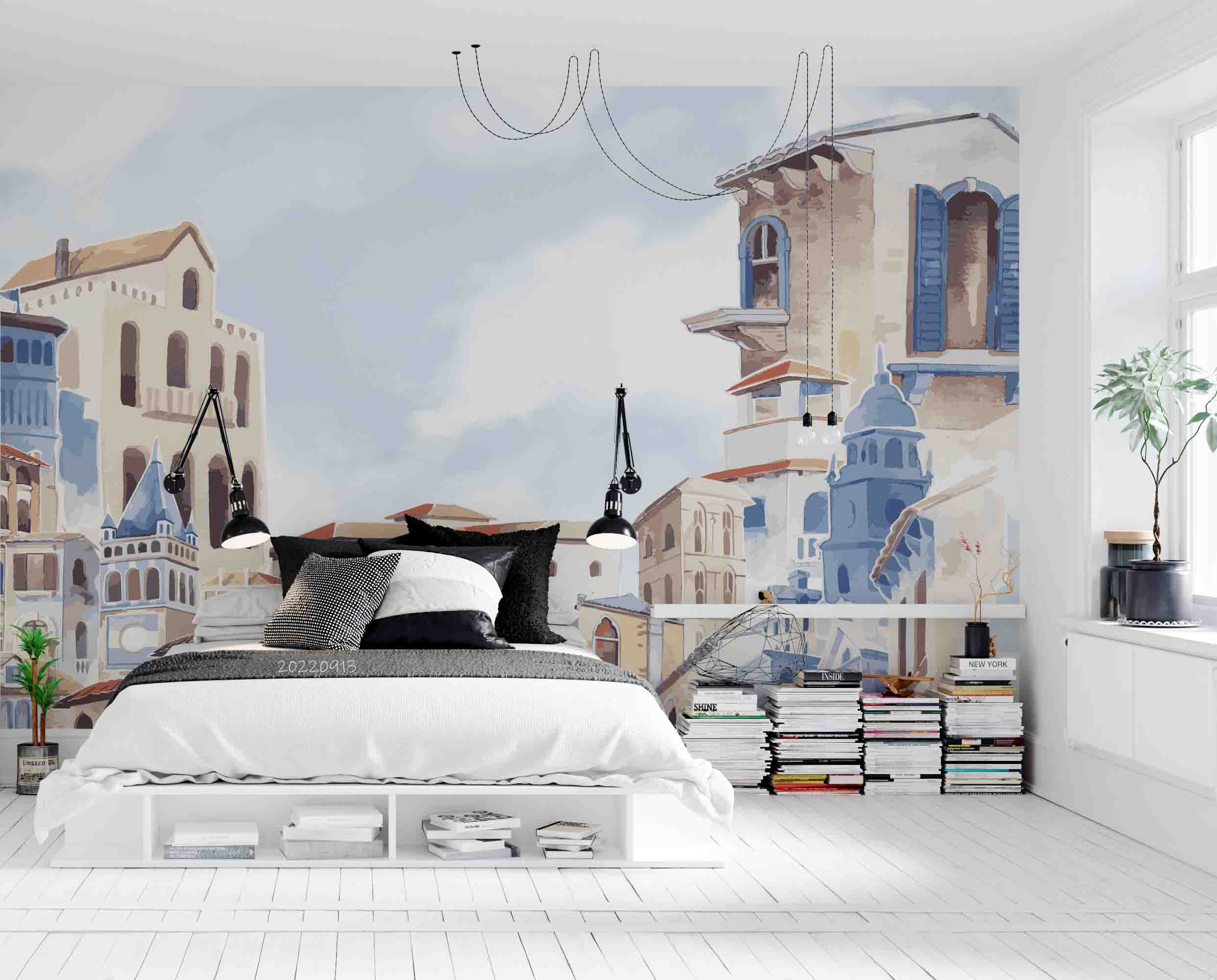 3D Hand Drawn City House Building Wallpaper Wall Mural Wall Decor Wall Art Wall Sticker Remoable Wallpaper LQH 59