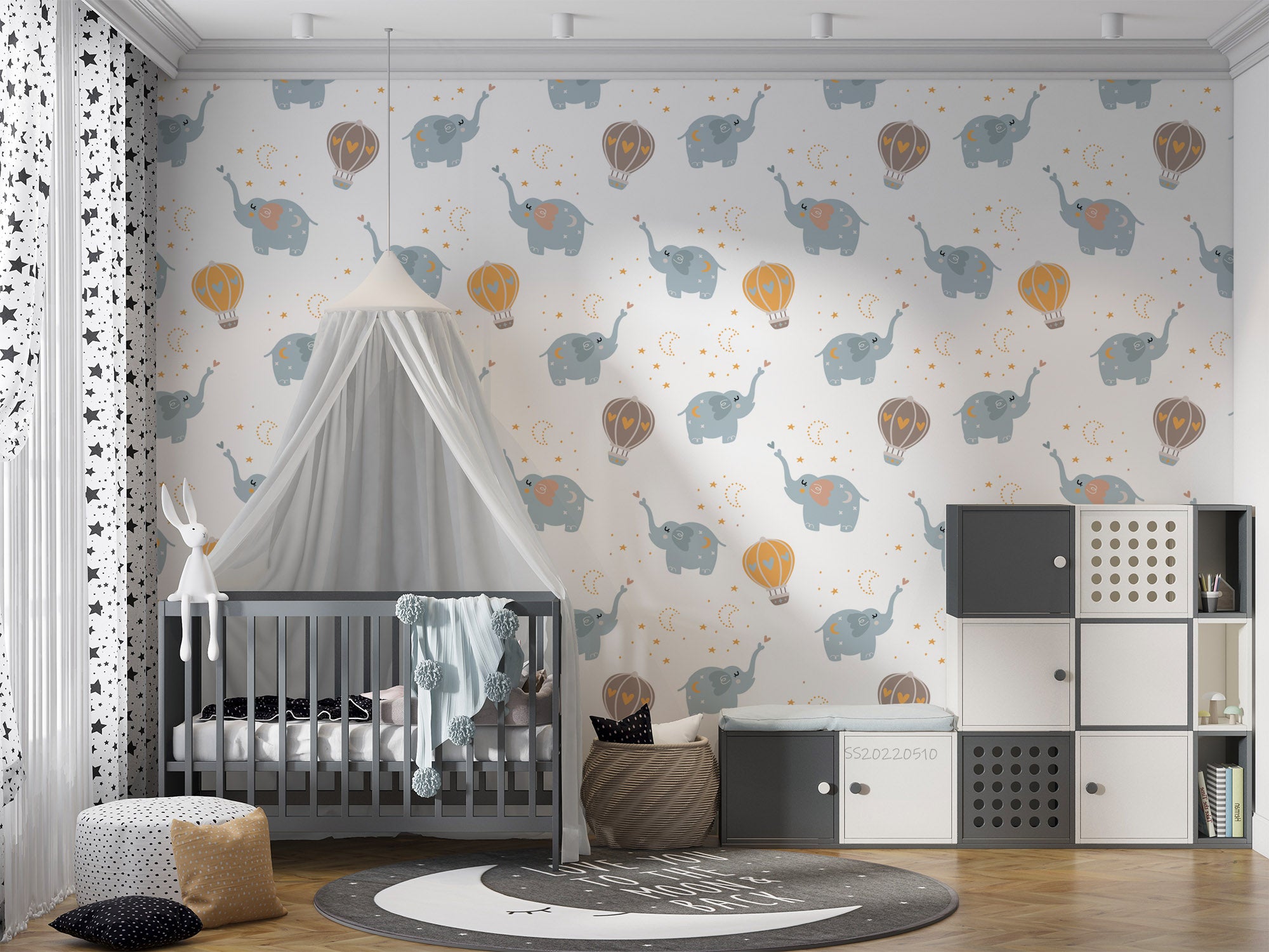 3D Cute Elephant Hot Air Balloon Wall Mural Wallpaper GD 4004- Jess Art Decoration