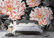 3D Pink Floral Bouquet Dark Background Wallpaper Wall Mural Wall Decor Wall Art Wall Sticker Remoable Wallpaper