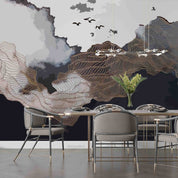 3D Abstract Illustration Brown Waves Black White Gray Wall Mural Wallpaper GD 4153- Jess Art Decoration