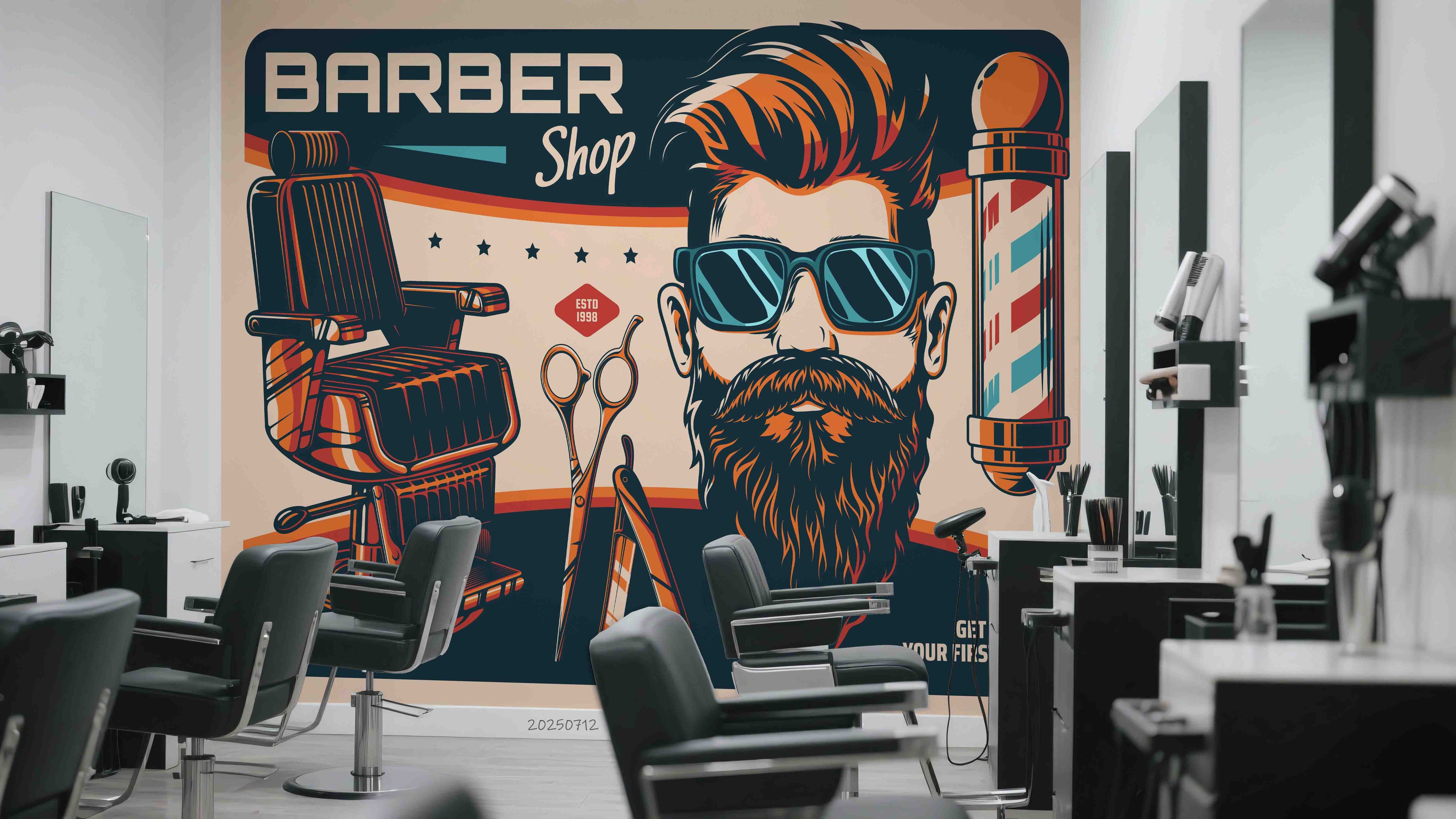 3D Barber Shop Hair Salon Haircut Specialist Wall Mural Wallpaper 19
