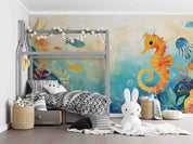 3D Sea Coral Starfish Sea Horse Jellyfish Wall Mural Wallpaper YXL 677