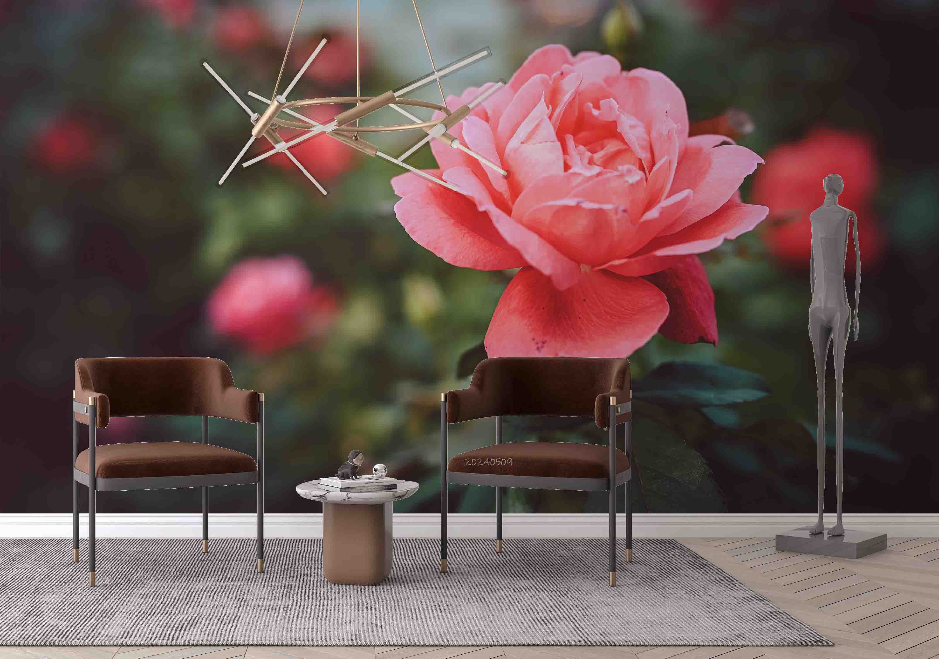 3D Pink Rose Flower Leaf Plant Wallpaper Wall Mural Wall Decor Wall Art Wall Sticker Remoable Wallpaper