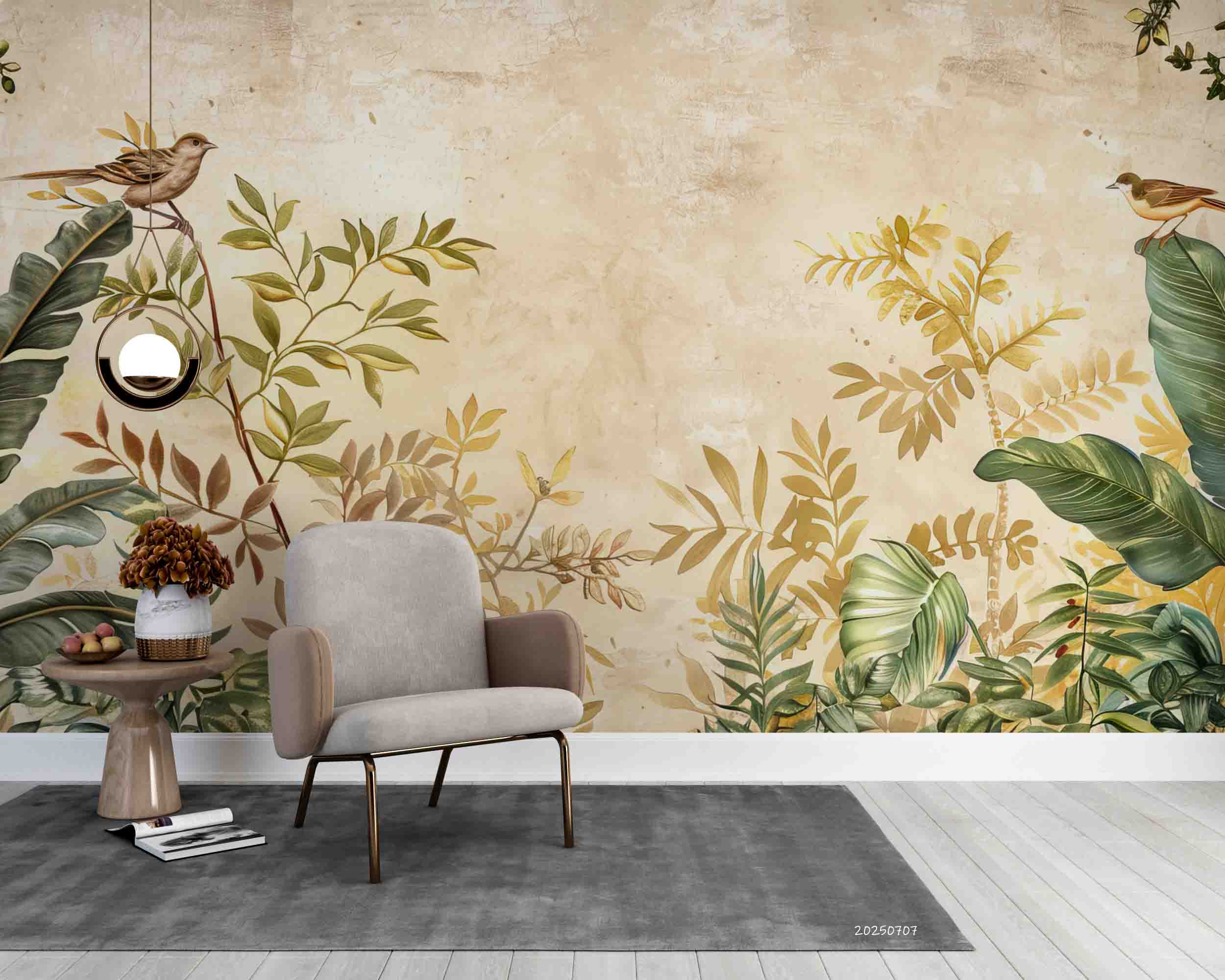 3D ropical Jungle Plants Leaves Birds Wallpaper Wall Mural Wall Decor Wall Art Wall Sticker Remoable Wallpaper 37