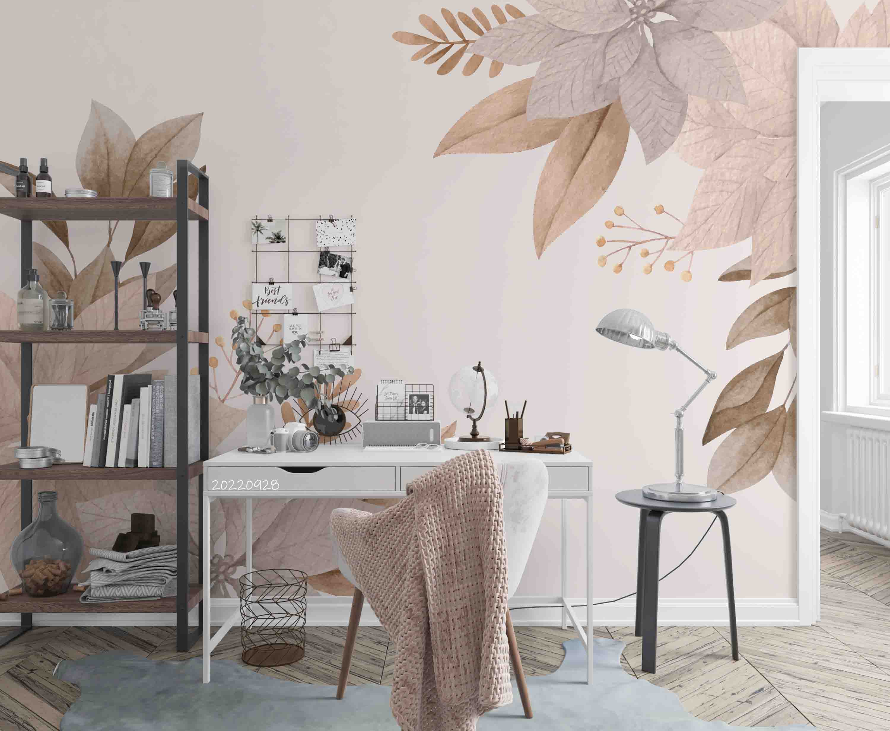 3D Hand Drawn Plant Leaves Background Wall Mural Wallpaper GD 3376- Jess Art Decoration