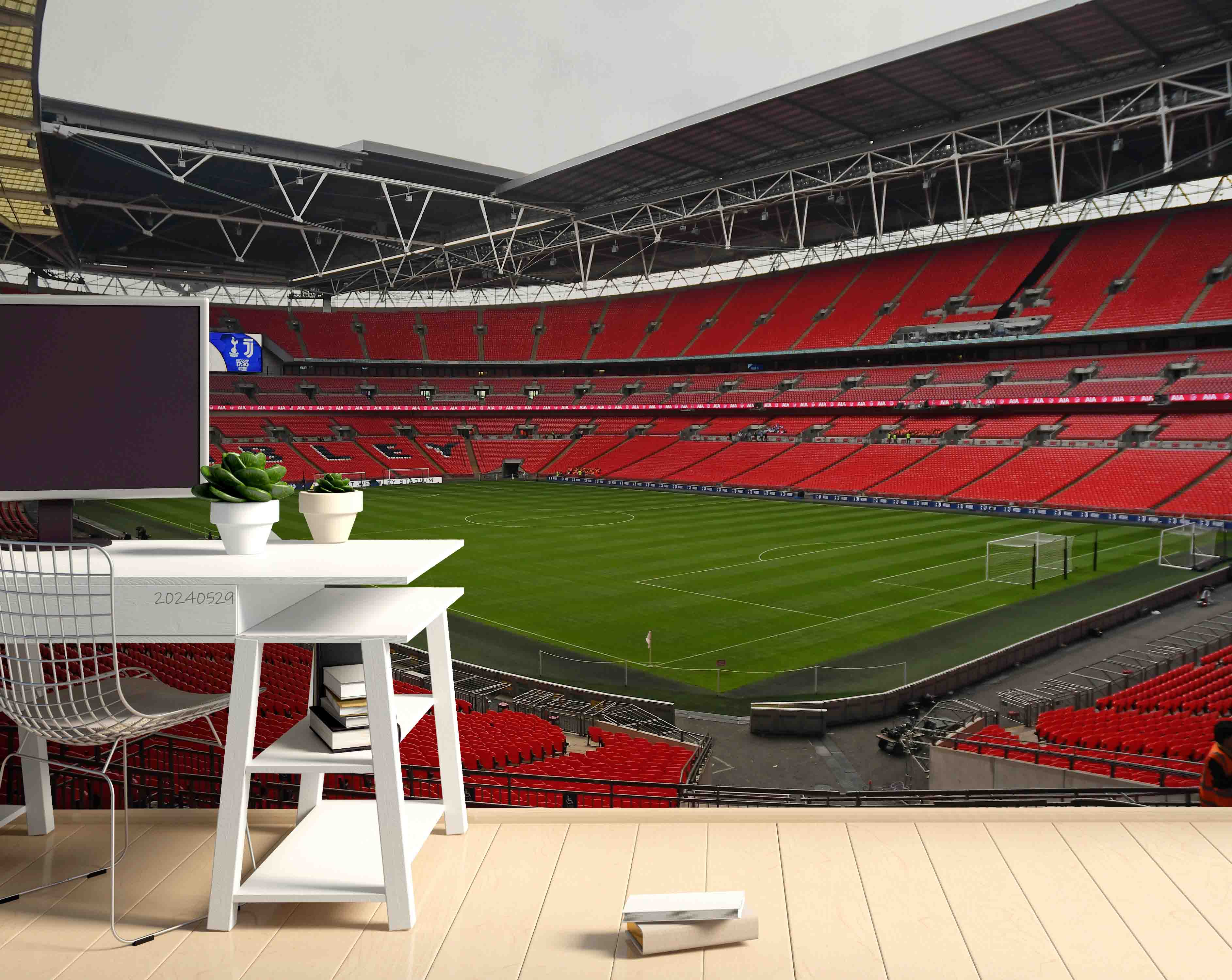 3D Architecture Stadium Iron Frame Sky Wall Mural Wallpaper YXL 174