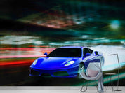 3D Blue Sports Car Wallpaper Wall Mural Wall Decor Wall Art Wall Sticker Remoable Wallpaper