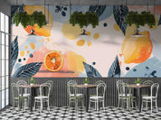 3D Tree Lemon Leaf Wave Point Wall Mural Wallpaper YXL 282