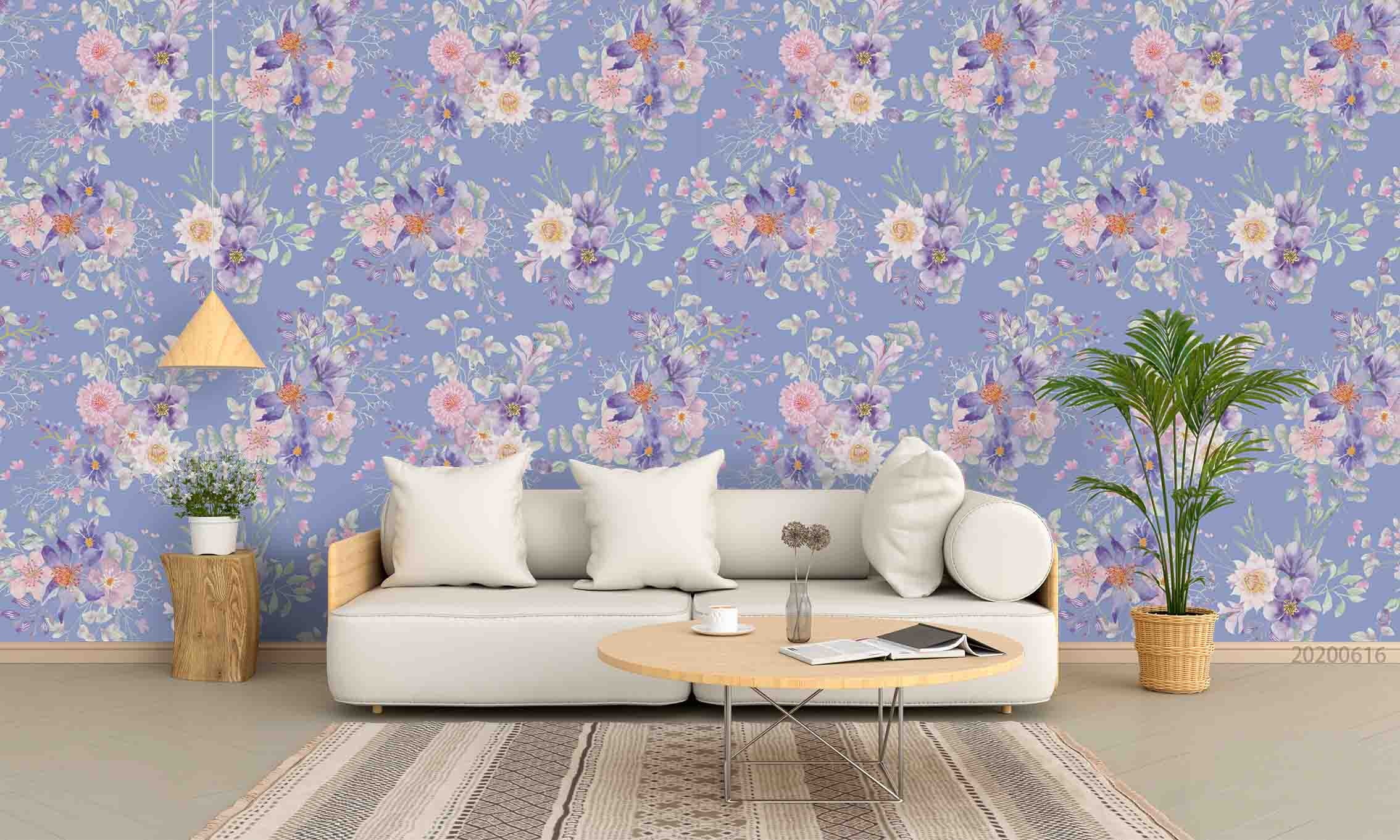 3D Floral Peony Blue Wall Mural Wallpaper YXL 2258