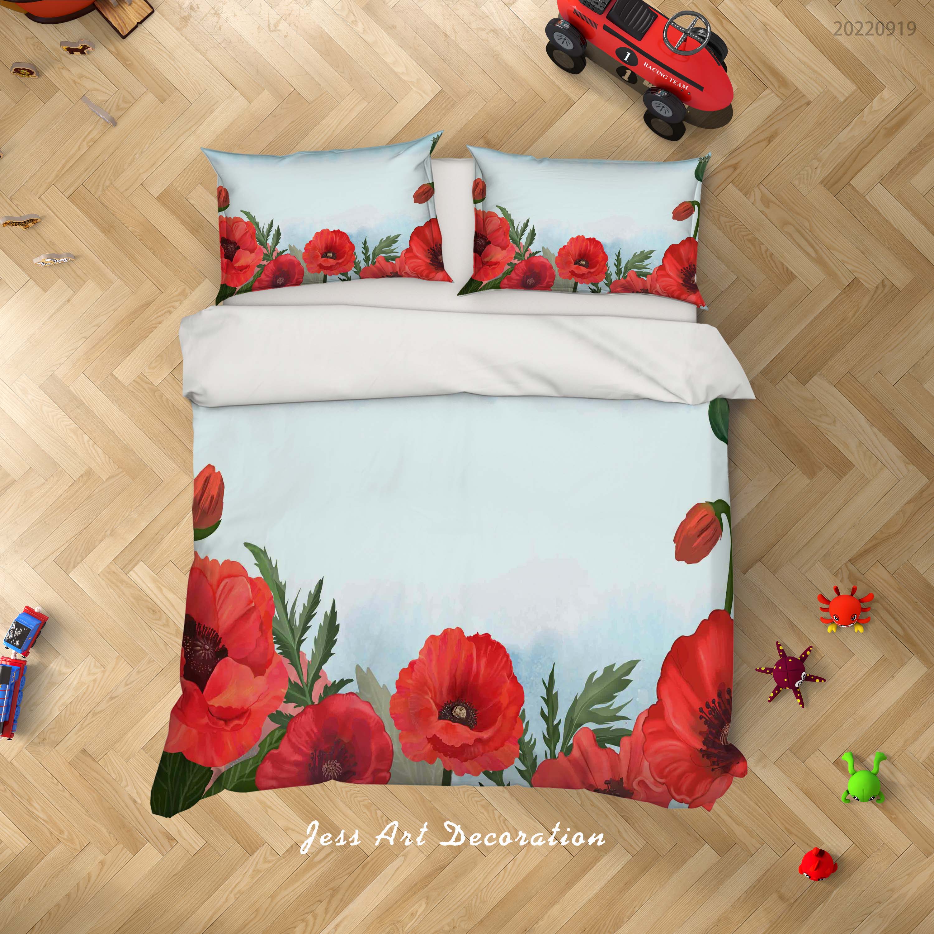 3D Floral Orchid Blue Leaf Quilt Cover Set Bedding Set Duvet Cover Pillowcase 233