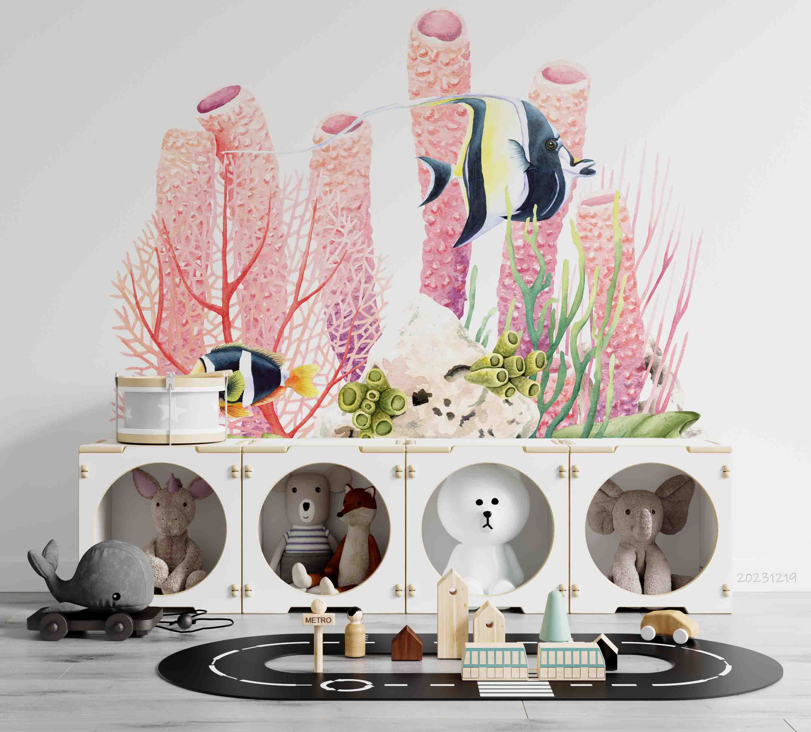 3D Animal Coral Sea Fish Sea Turtle Wall Mural Wallpaper YXL 09