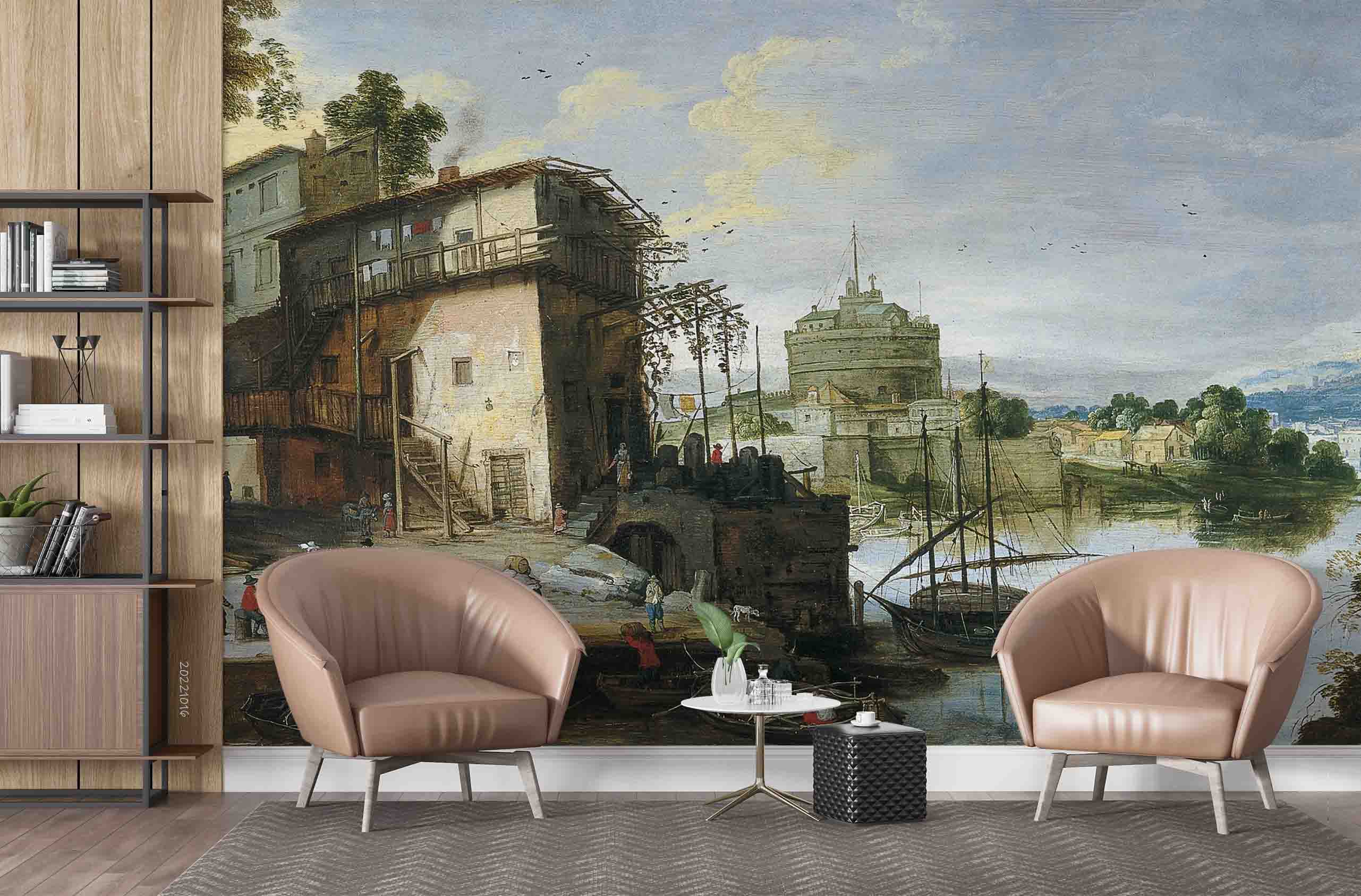 3D Oil Painting European Architecture River Boat Wall Mural Wallpaper GD 2999- Jess Art Decoration