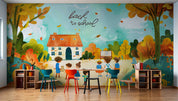 3D Childcare Nursery School Cartoon Child Schoolyard  Wall Mural Wallpaper JN