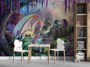 3D Fantasy Castle Plant Floral Dragon Wall Mural Wallpaper GD 4767- Jess Art Decoration