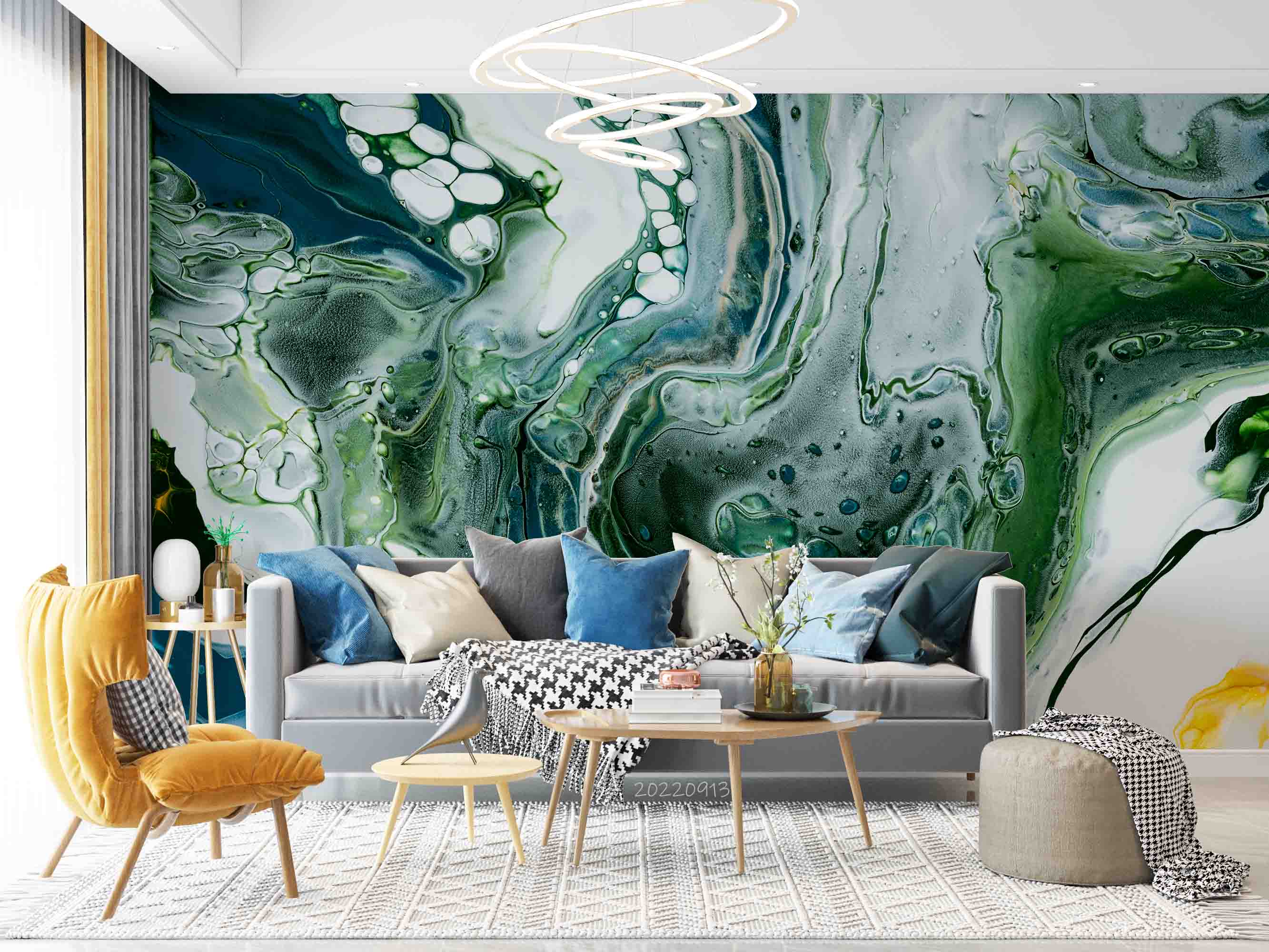 3D Green Marble Swirl Background Wall Mural Wallpaper GD 3548- Jess Art Decoration