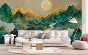3D Watercolor Green Mountains Landscape Wallpaper Wall Mural Wall Decor Wall Art Wall Sticker Remoable Wallpaper LQH 4
