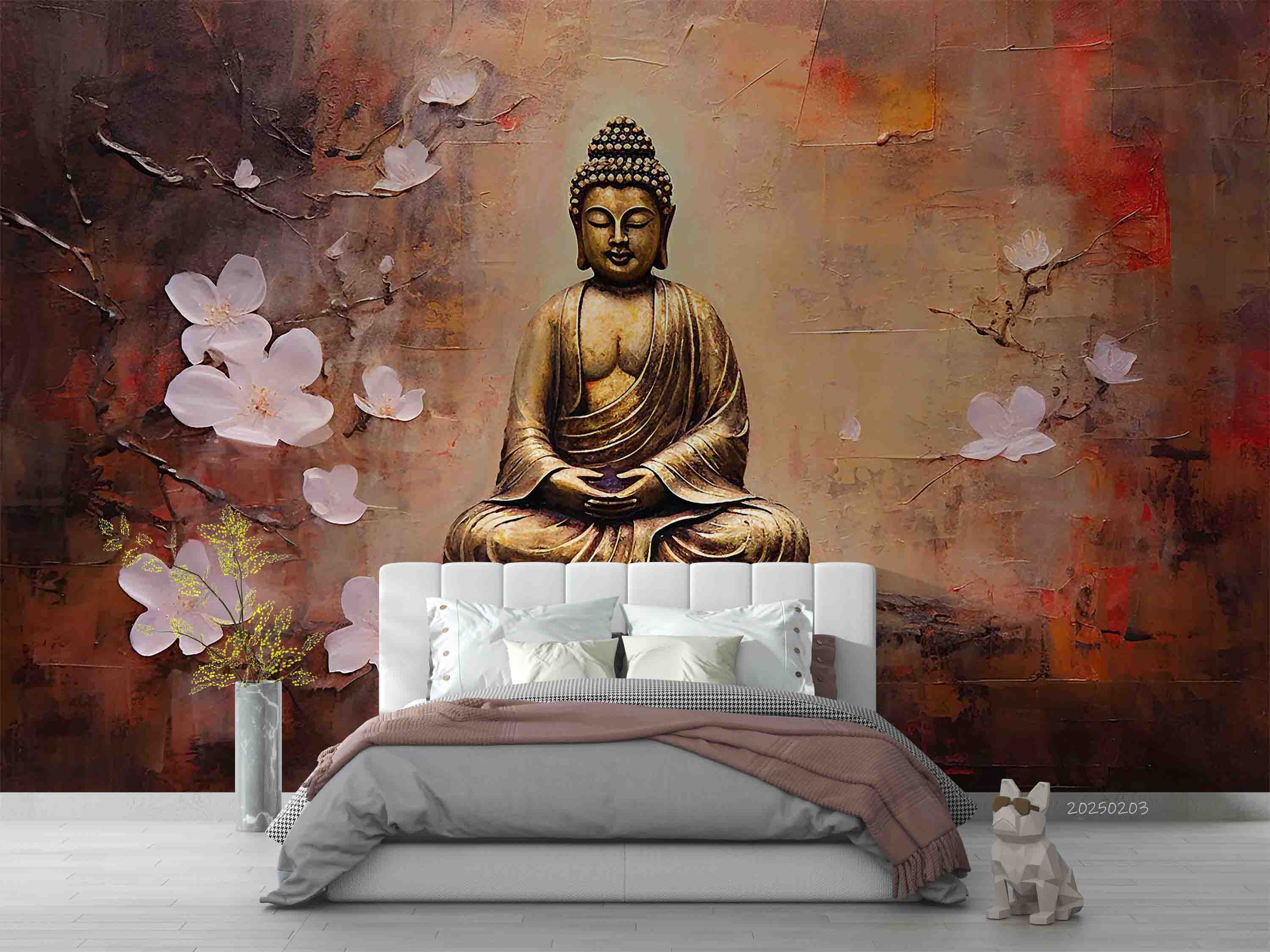 3D Hand Drawn Pink Floral Black Background Wallpaper Wall Mural Wall Decor Wall Art Wall Sticker Remoable Wallpaper LQH 36 (Copy)