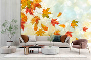 3D Watercolor Autumn Sky Colorful Maple Leaf Wallpaper Wall Mural Wall Decor Wall Art Wall Sticker Remoable Wallpaper LQH 23