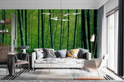 3D Bamboo Pole Leaf Green Wall Mural Wallpaper YXL 2946