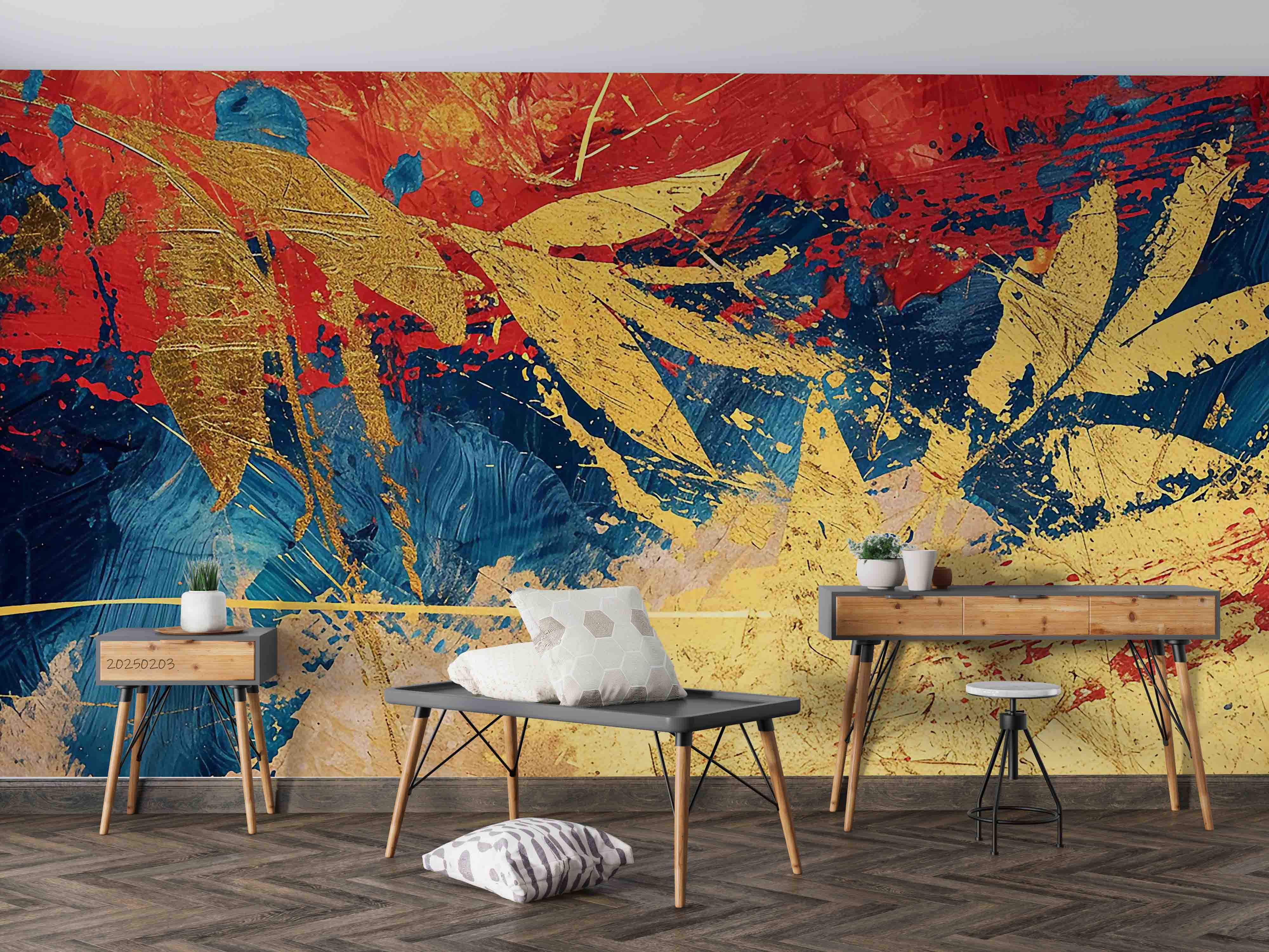 3D Abstract Colorful Graffiti Gold Leaf Wallpaper Wall Mural Wall Decor Wall Art Wall Sticker Remoable Wallpaper LQH