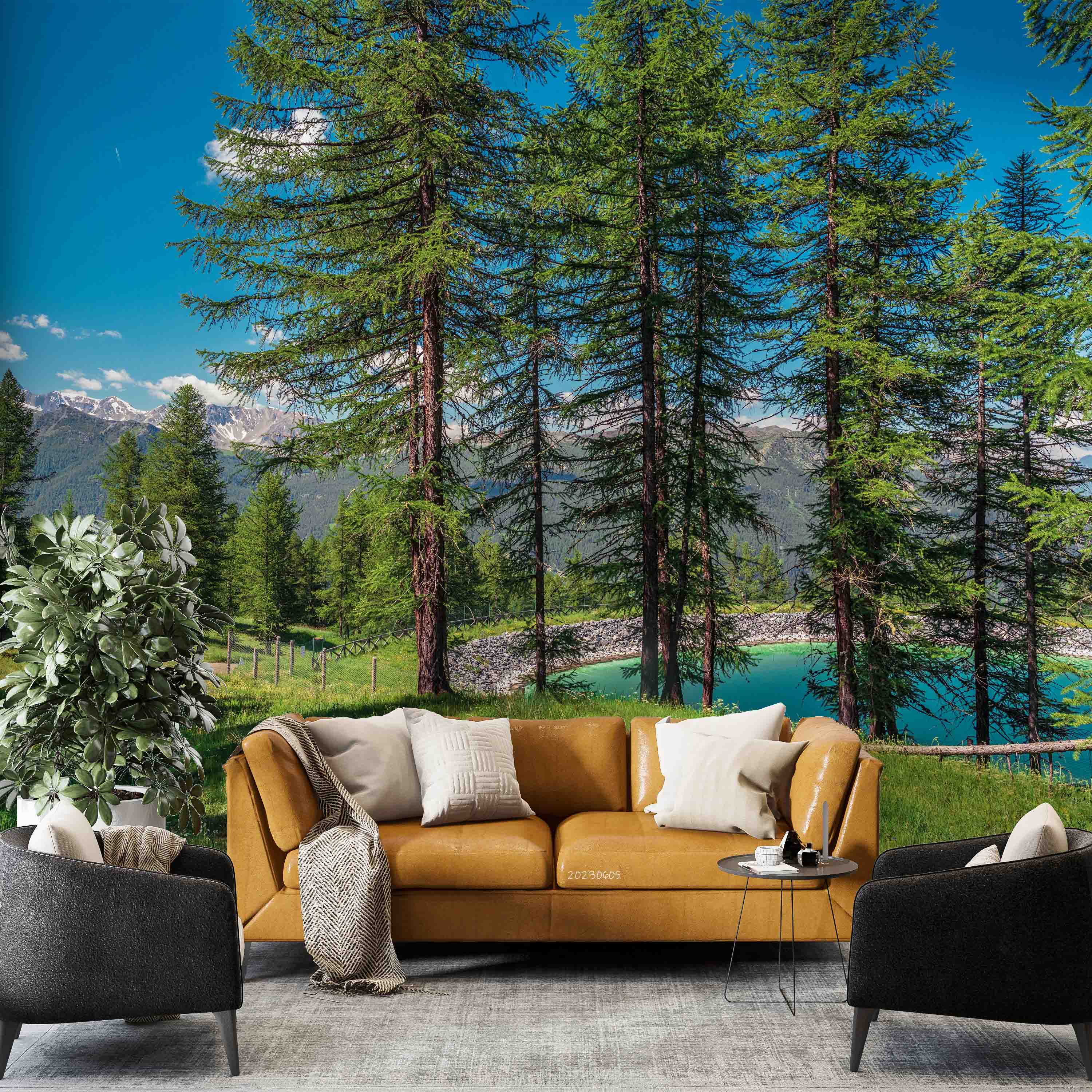 3D Scenery Tree Forest Mountain Bluesky Grassland Wall Mural Wallpaper YXL 04- Jess Art Decoration