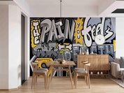 Graffiti Letter Black Wallpaper typography graffiti wall mural for teen room or studio