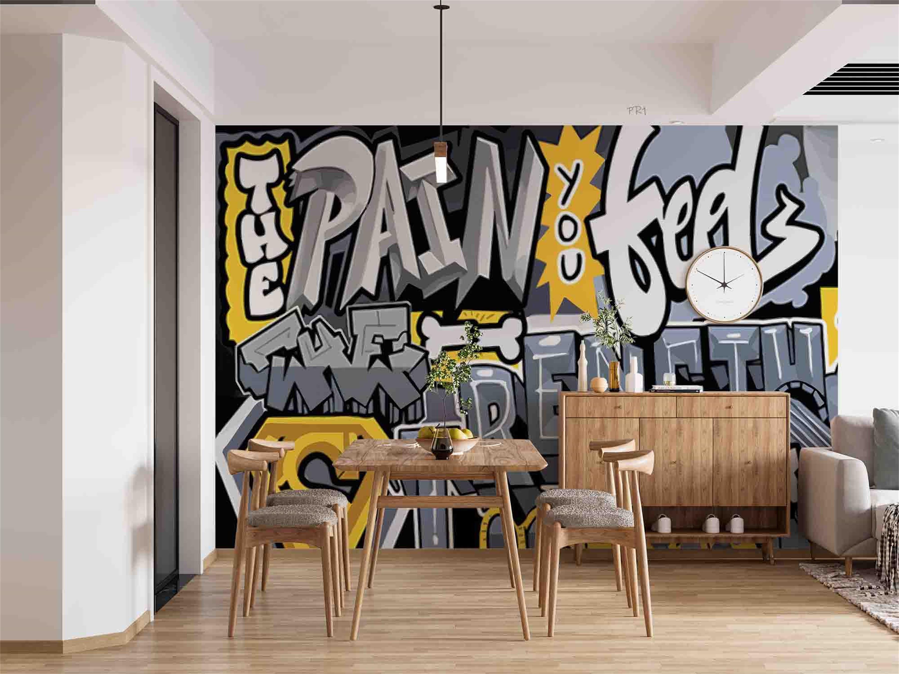 Graffiti Letter Black Wallpaper typography graffiti wall mural for teen room or studio