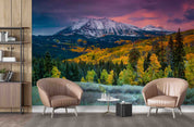 3D Autumn Forest East Beckwith Mountains Valley Landscape Wall Mural Wallpaper GD 4297- Jess Art Decoration