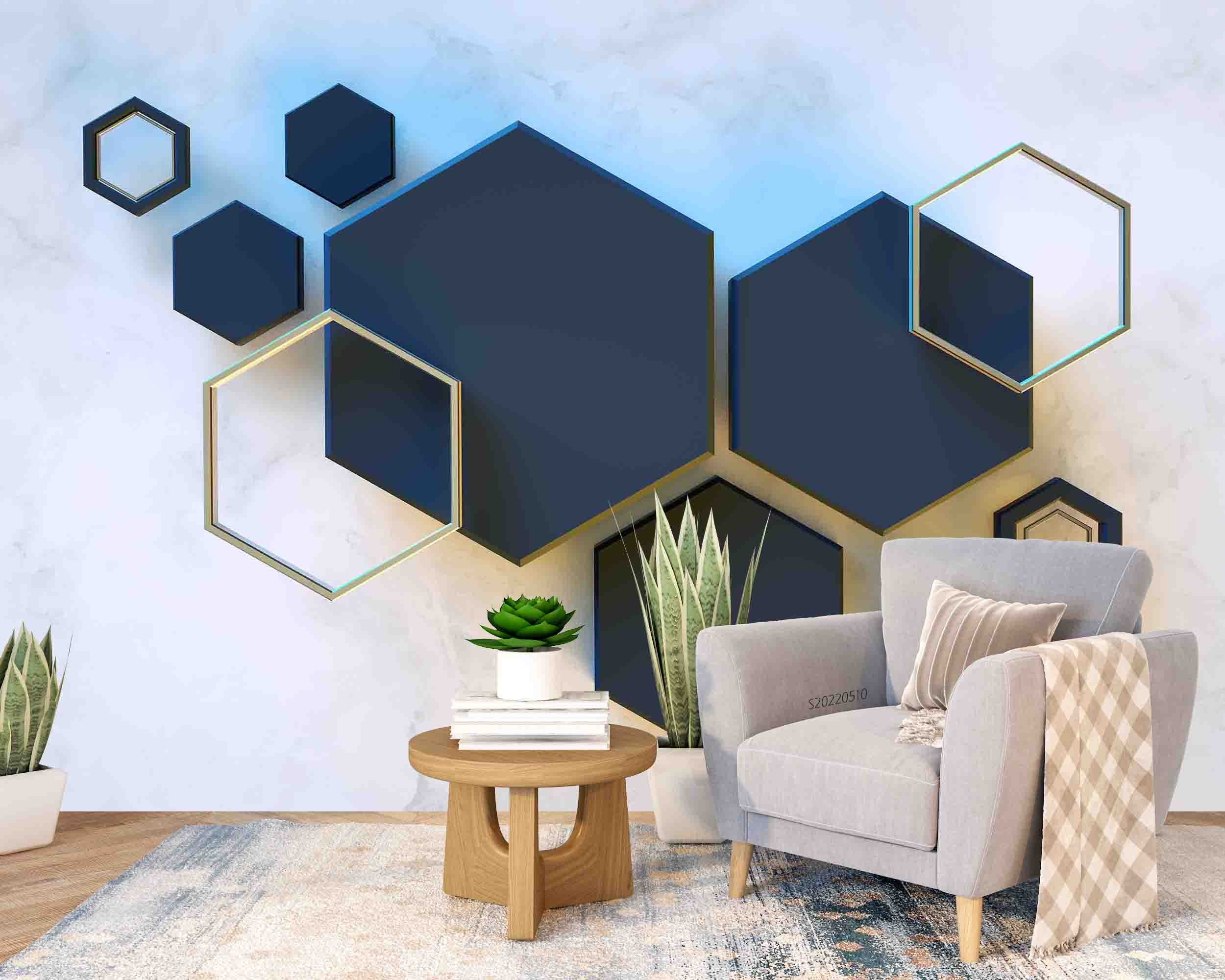 3D Modern Geometry Hexagons Background Wall Mural Wallpaper GD 3614- Jess Art Decoration