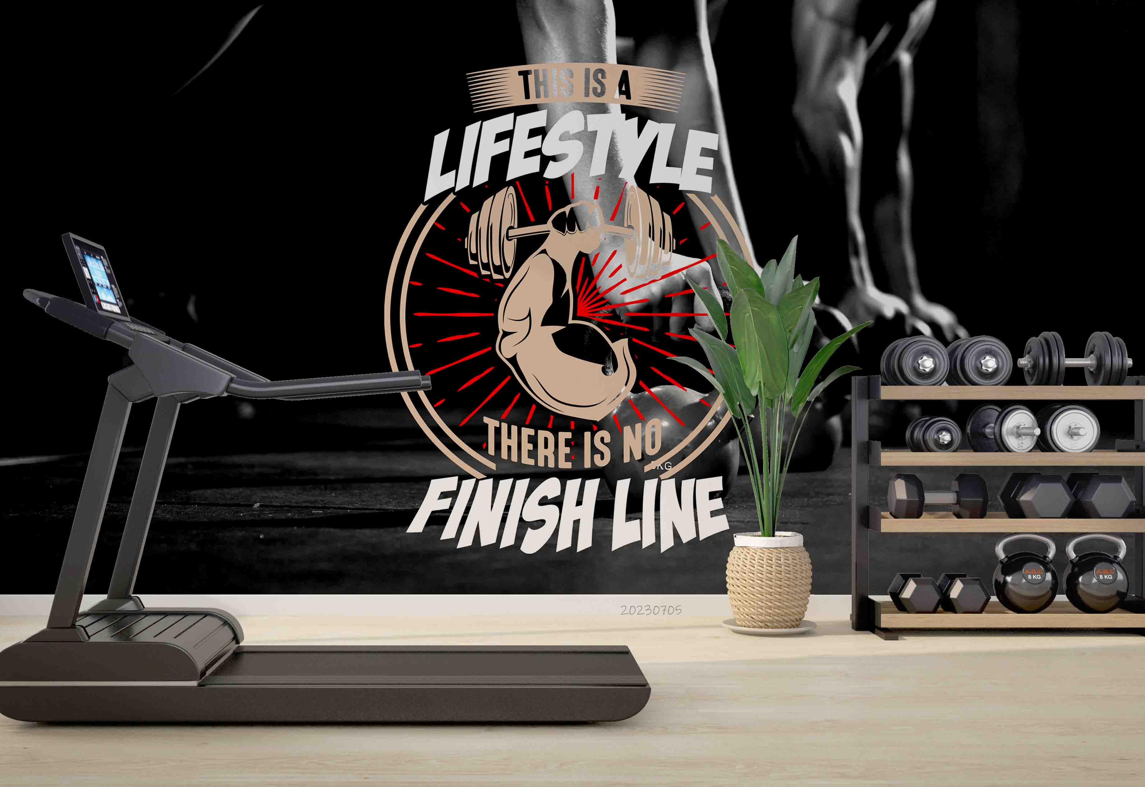 3D Fitness Letter Black Weightlifting Wall Mural Wallpaper YXL 1726