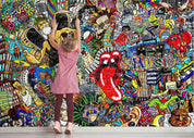 3D Abstract Artistic Graffiti Building People Wall Mural Wallpaper GD 3686- Jess Art Decoration