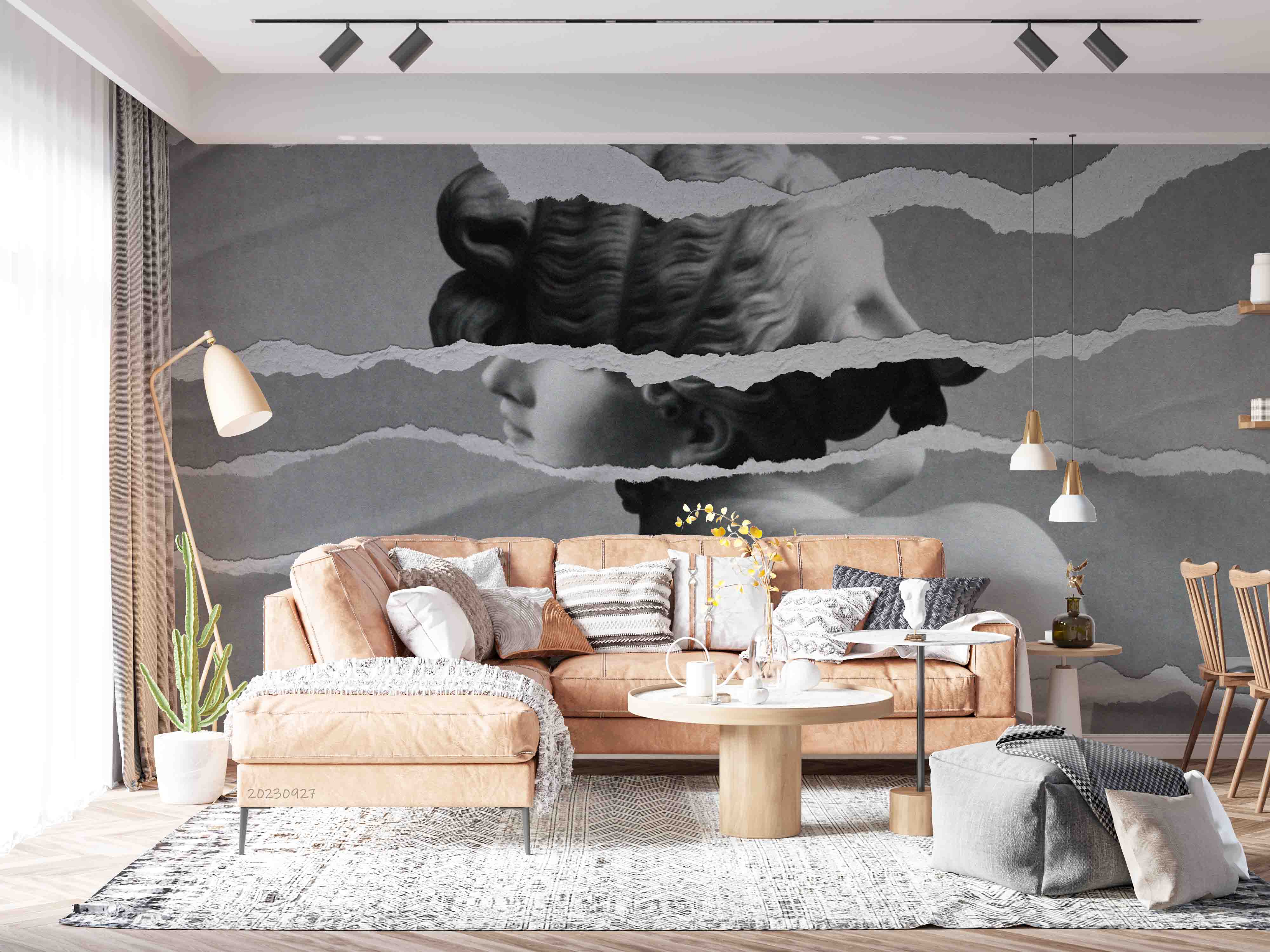 3D Sculpture Head Crack Gray Wall Mural Wallpaper YXL 2432
