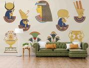3D Ancient Egyptian Sculpture Pattern Egyptian Hieroglyphic Symbols Wallpaper Wall Mural Wall Decor Wall Art Wall Sticker Remoable Wallpaper LQH