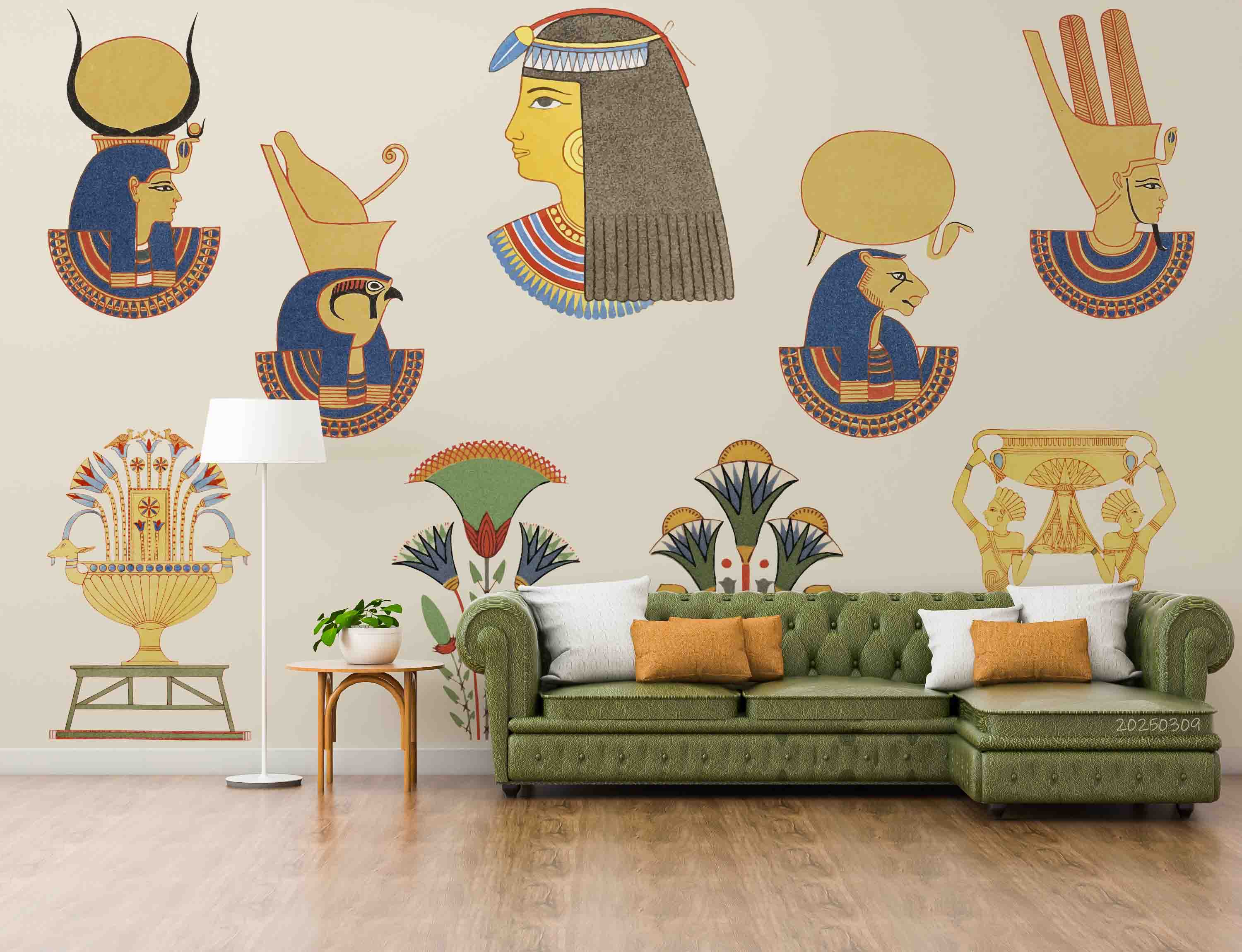 3D Ancient Egyptian Sculpture Pattern Egyptian Hieroglyphic Symbols Wallpaper Wall Mural Wall Decor Wall Art Wall Sticker Remoable Wallpaper LQH