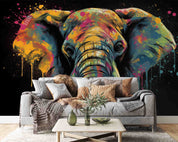 3D Animal Elephant Colours Graffiti Wall Mural Wallpaper YXL 1839