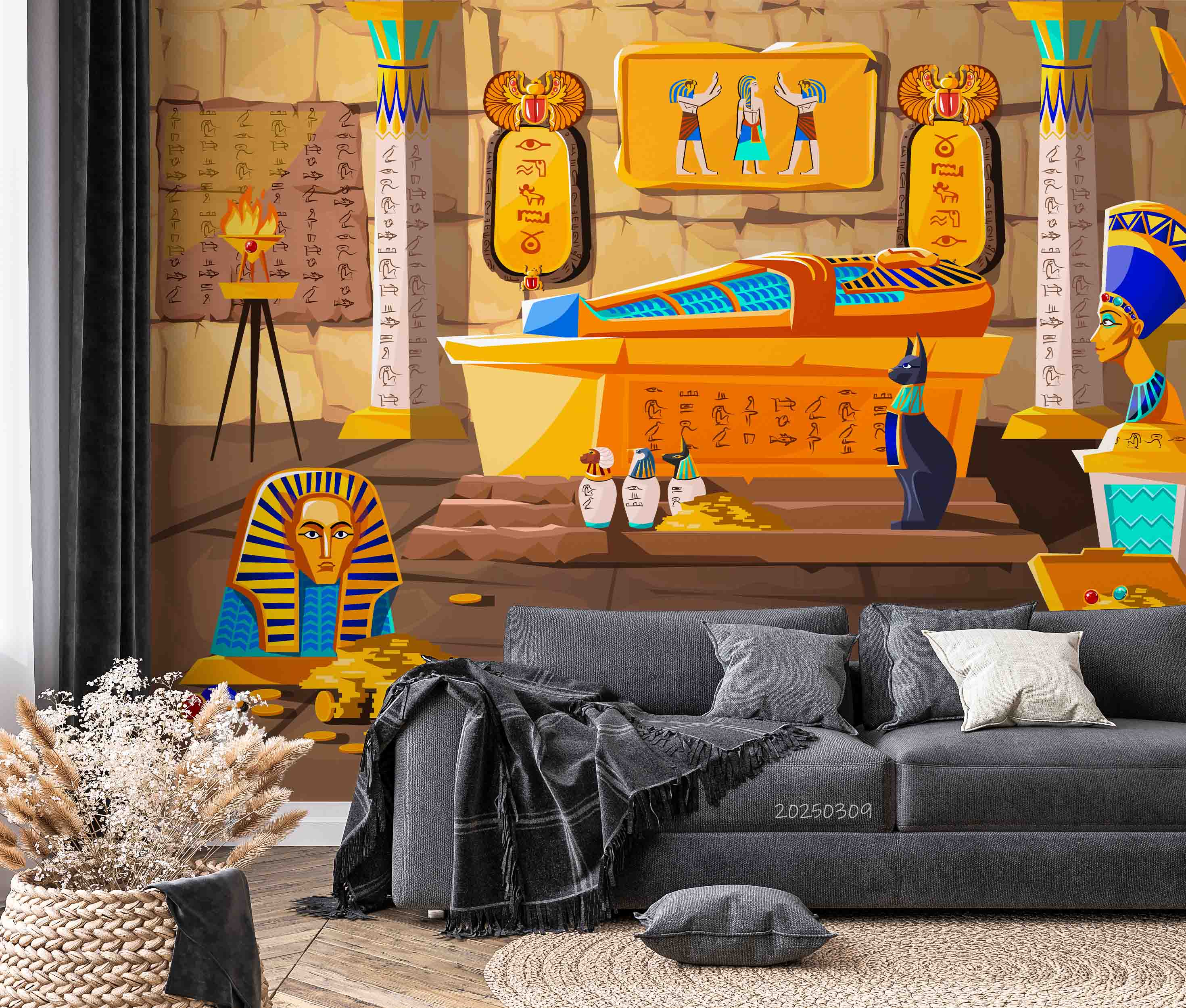 3D Ancient Egypt Pattern Egyptian Hieroglyphic Symbols Wallpaper Wall Mural Wall Decor Wall Art Wall Sticker Remoable Wallpaper LQH