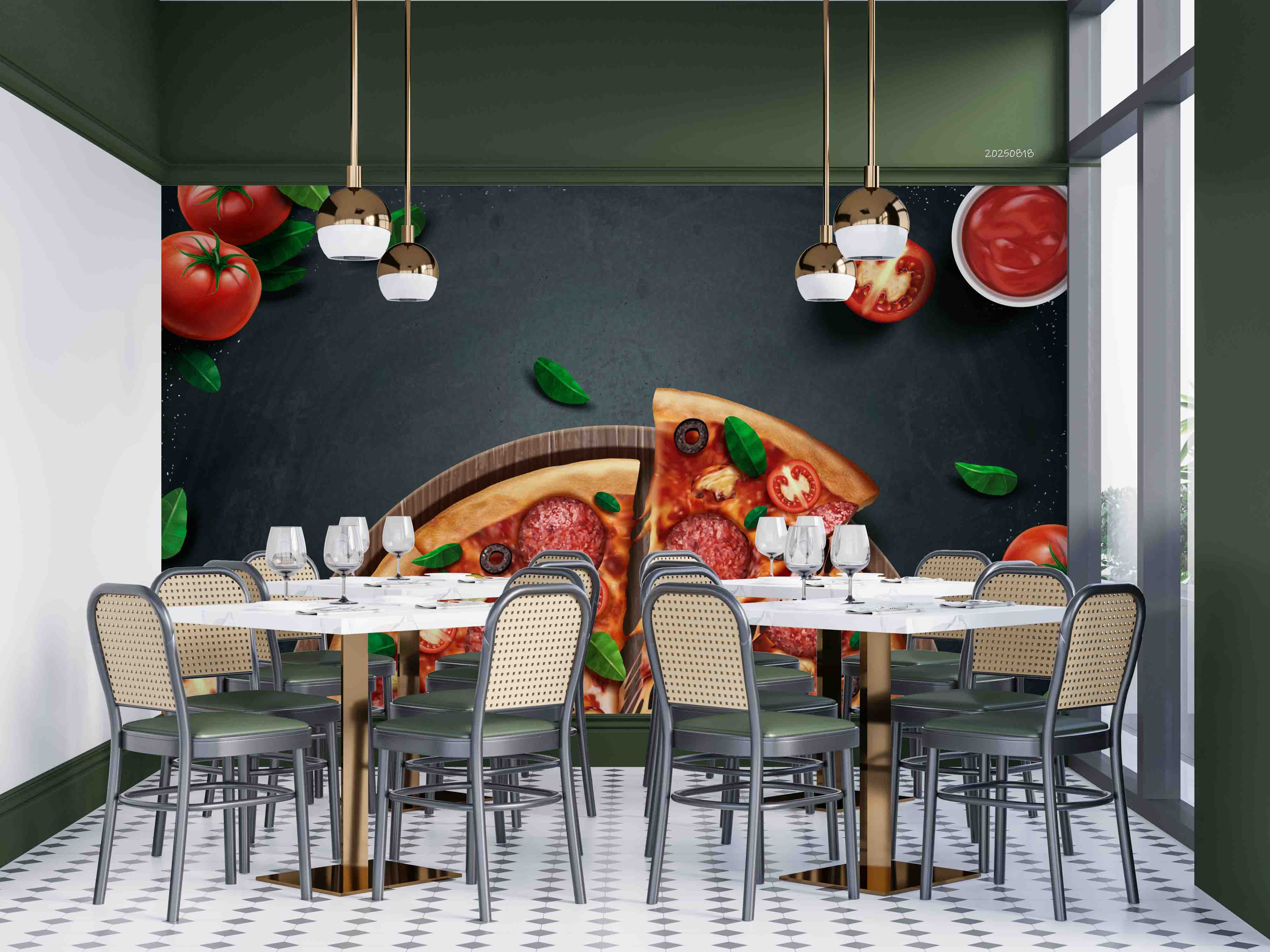 3D Restaurant Snack Bar Diner Fast Food Pizza Wall Mural Wallpaper 26
