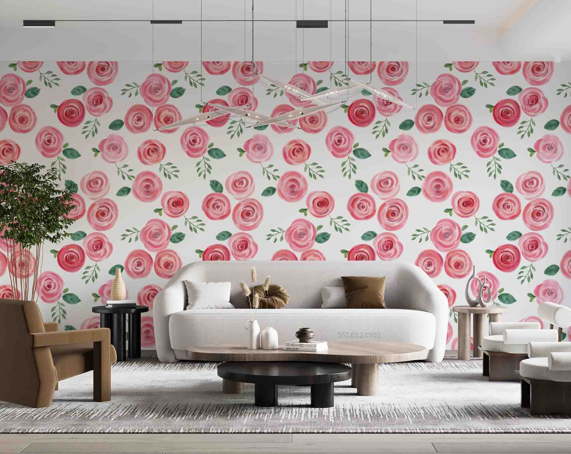 3D Watercolor Rose Leaf Pattern Wall Mural Wallpaper GD 5197- Jess Art Decoration