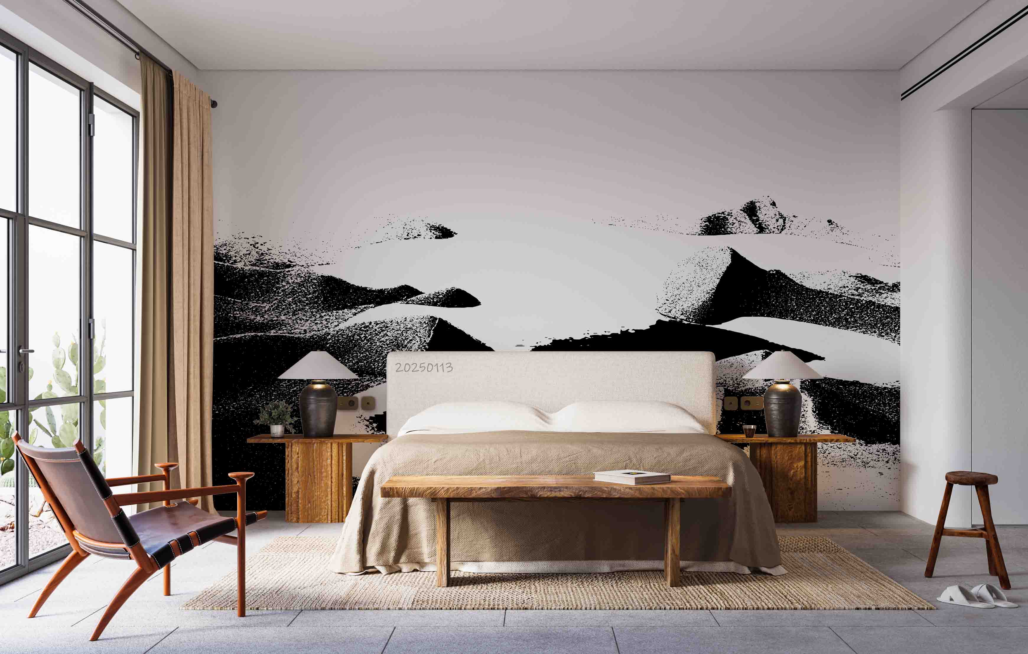 3D Watercolor Black Ink Mountains Wallpaper Wall Mural Wall Decor Wall Art Wall Sticker Remoable Wallpaper LQH 2