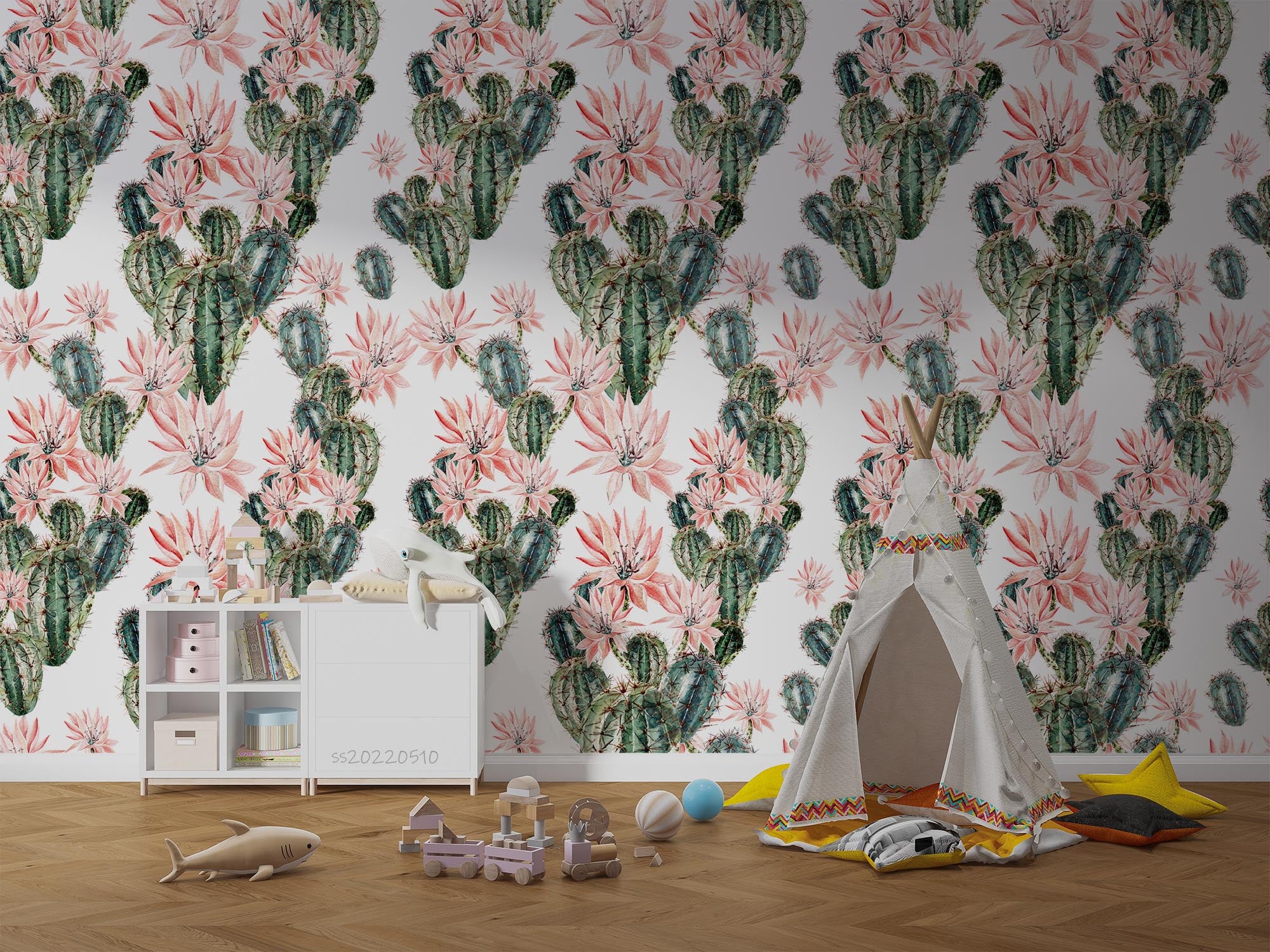 3D Watercolor Cactus Floral Pattern Wall Mural Wallpaper GD 4084- Jess Art Decoration
