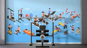 3D Gym Bike Treadmill Horizontal Bar Dumbbell Wall Mural Wallpaper YXL 2393