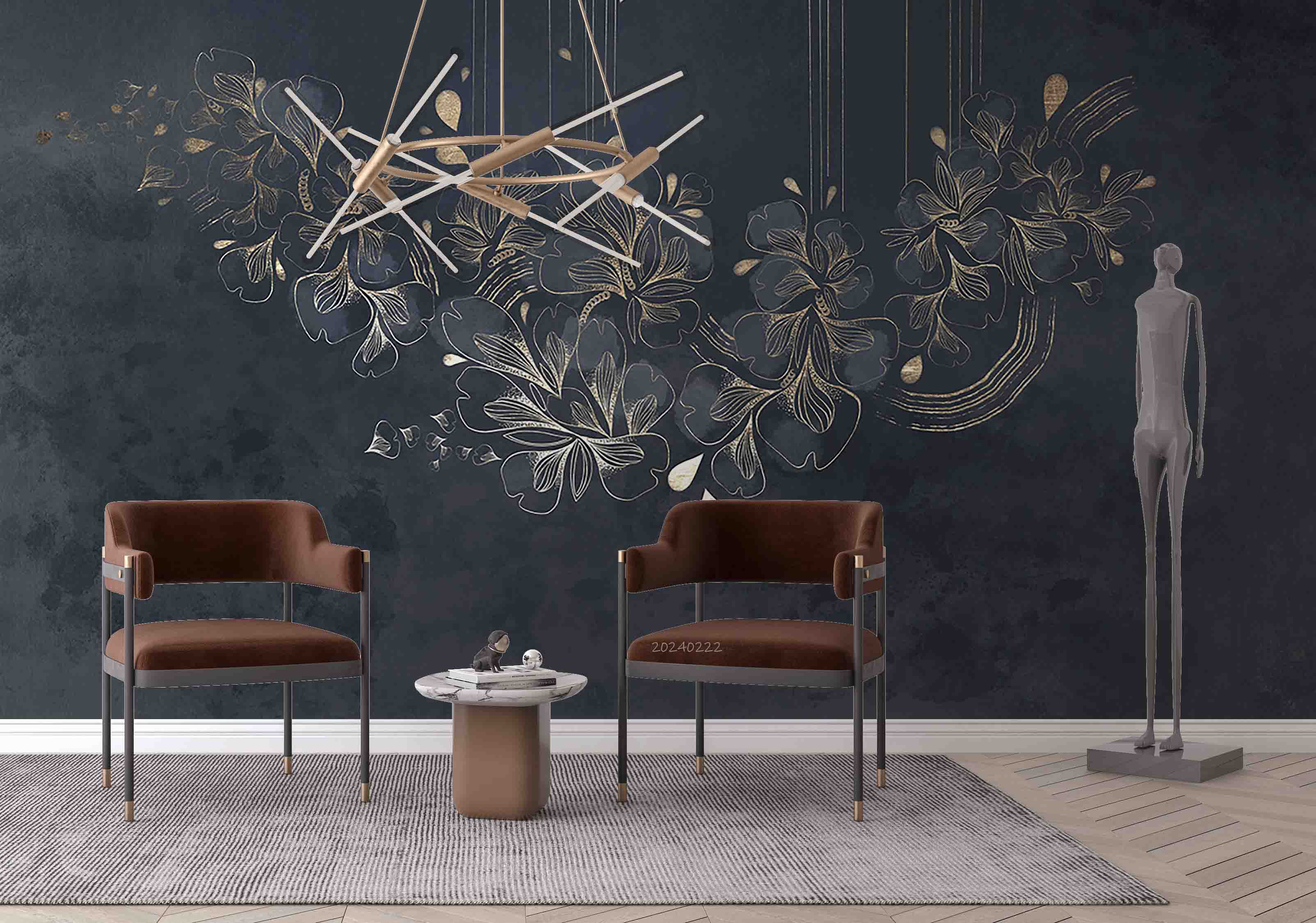 3D Abstract Grey Floral Leaf Wallpaper Wall Mural Wall Decor Wall Art Wall Sticker Remoable Wallpaper LQH