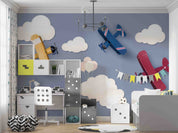 3D Paper Airplane Clouds paper airplane cloud mural wall mural wallpaper for nursery - view 4