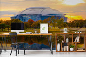 3D Architecture Stadium Tree Ocean Street Wall Mural Wallpaper YXL 222